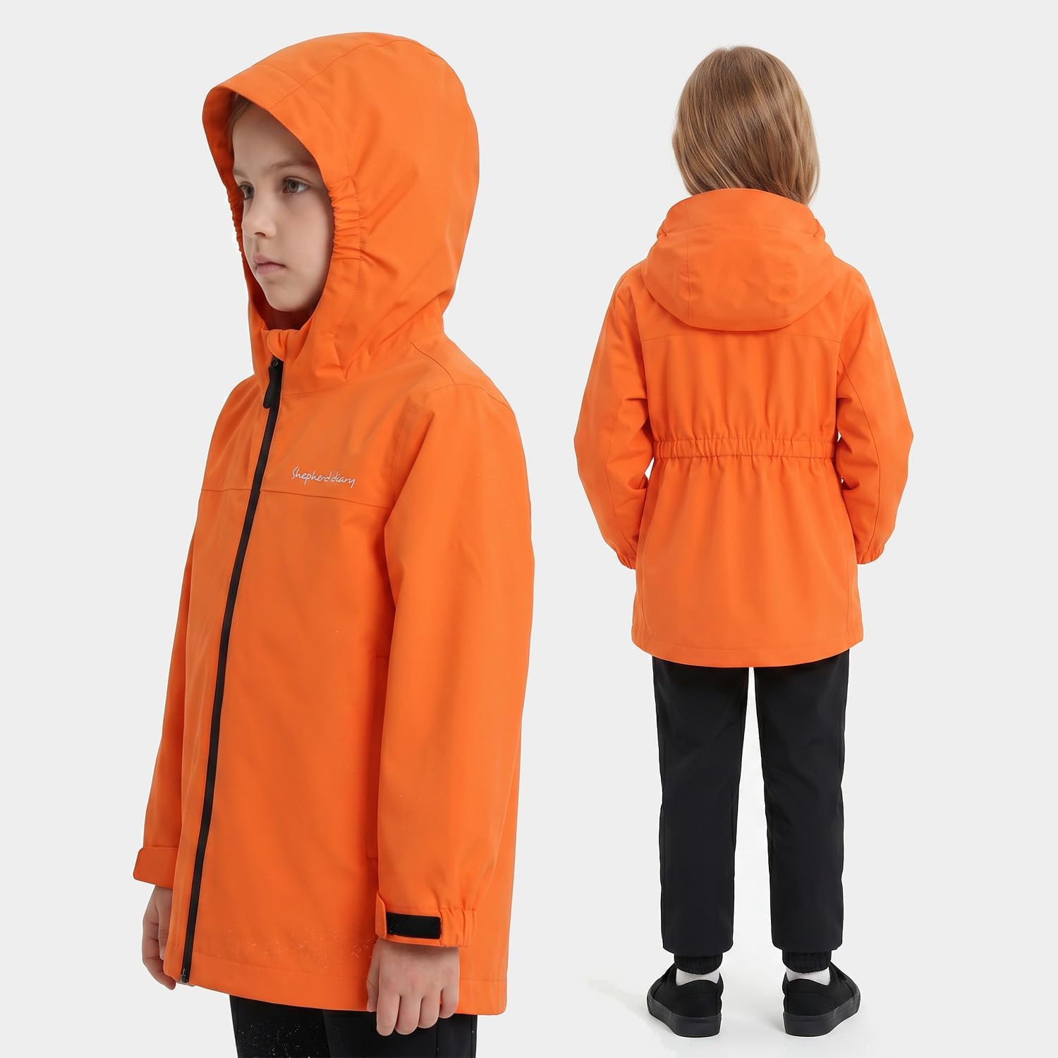 Kids Waterproof Long Rain Jacket Boys Girls Lightweight Breathable Raincoat