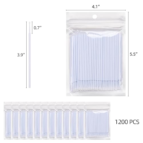 Miniatura 2 de Tbestmax 1200 piezas de cepillo micro aplicador, micro hisopos, varitas desechables para pestañas para extensión de pestañas (blanco)