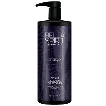 Bella Spirit by Chaz Dean Indigo Toning Cleansing Hair Conditioner - Adds Moisture to Dry, Curly, Fine Hair, Shampoo Alternative for Women & Men, Hydrating & Moisturizing - 32 fl oz Pack of 1