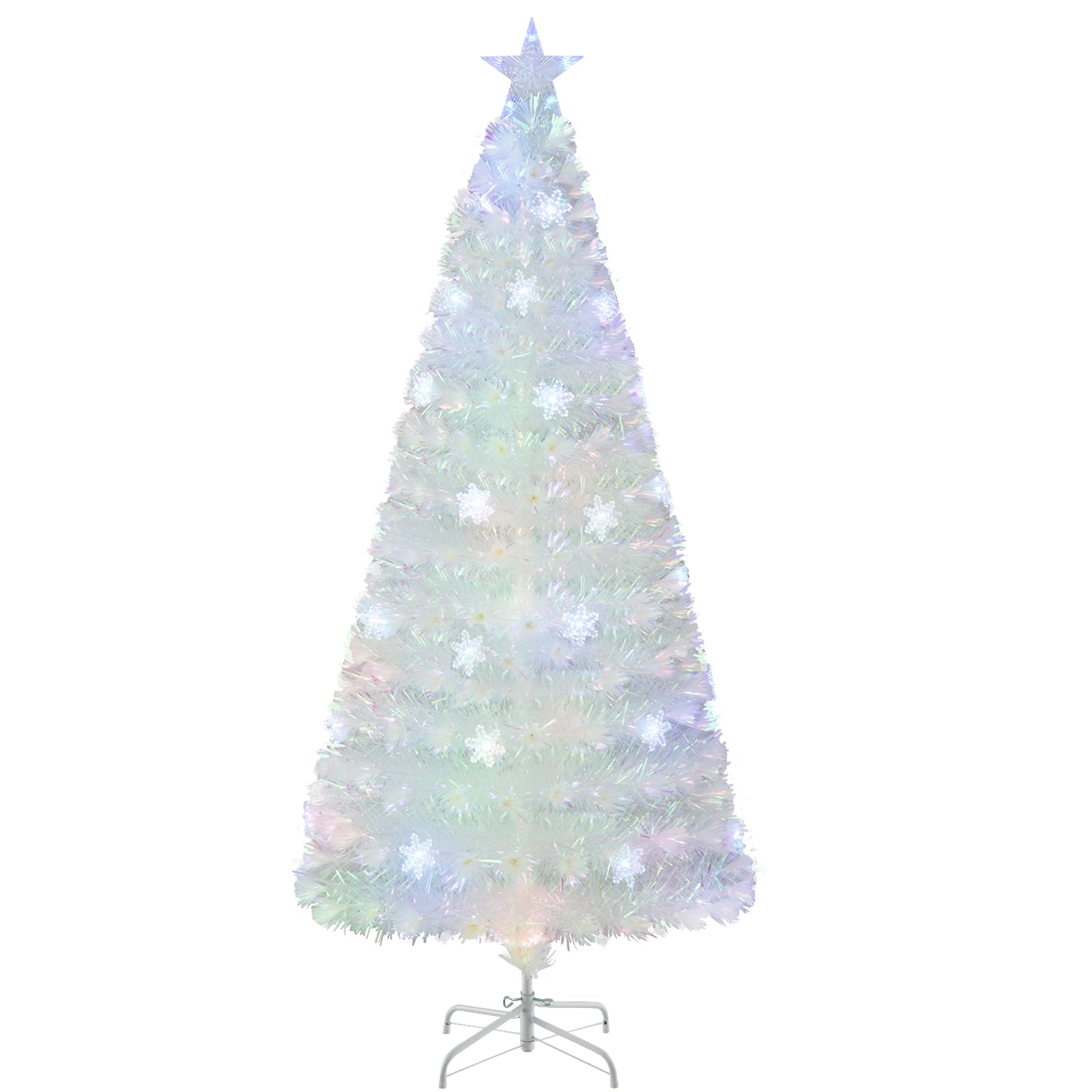 CVHfhjTG christmas tree, With Lighted Top Star, LED Lights, Branch Tips & Snowflakes, Indoor Xmas Decor for Home Shop Office(6FT)