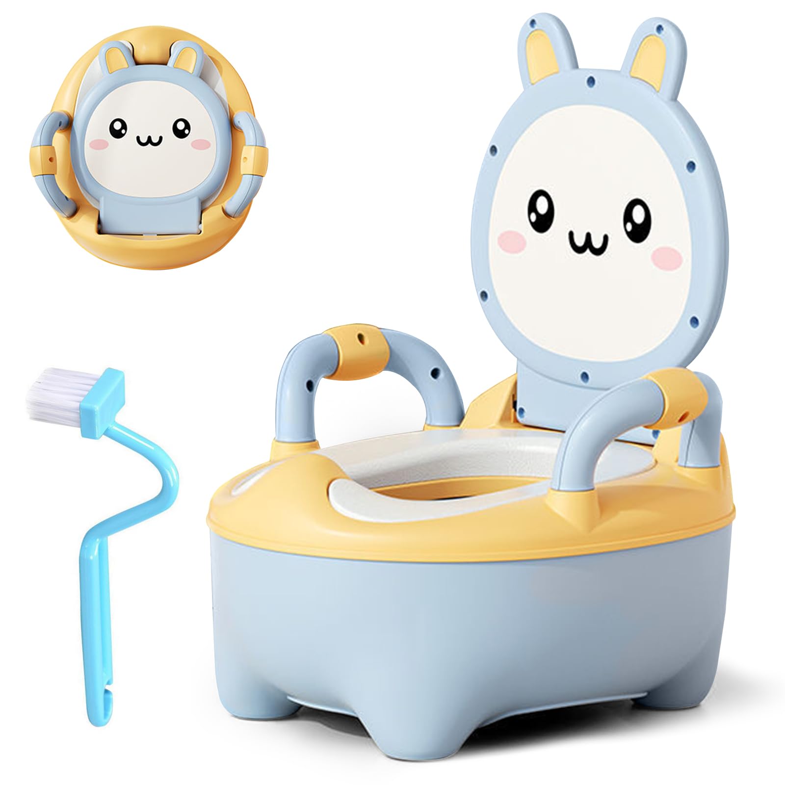 Occuwzz Potty Toilet Potties Training Chair for Boys and Girls with Handles,Children Infant Toilets,Portable Children Travel Potty Toilet for Camping Outdoor (Rabbit)