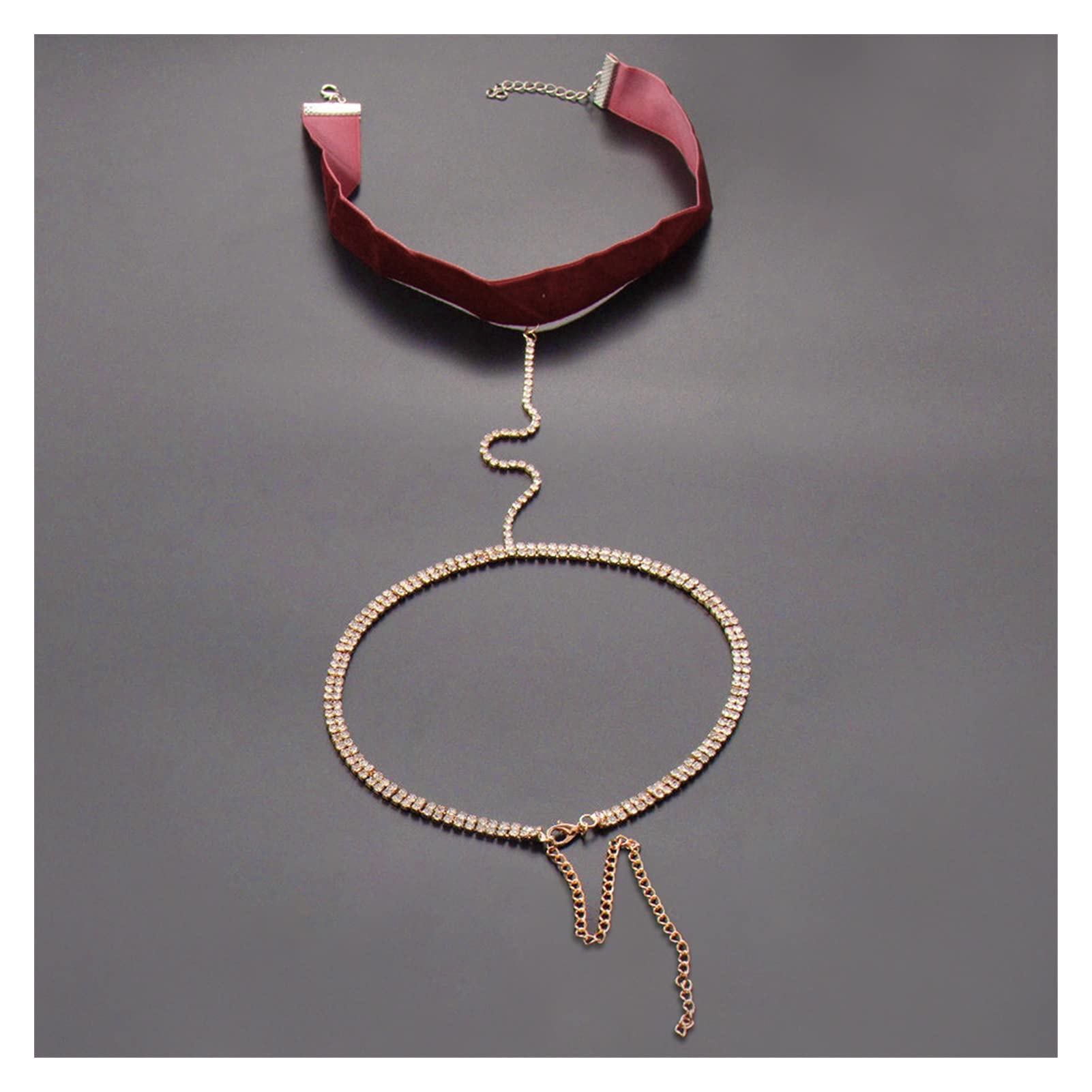 Body Chain Damen Kette - Goldfarbene einfache Strandkette mit Kreuzband für Taille und Bauch - Schwarze Harnaskette - Edler Schmuck für Damen - Accessoires