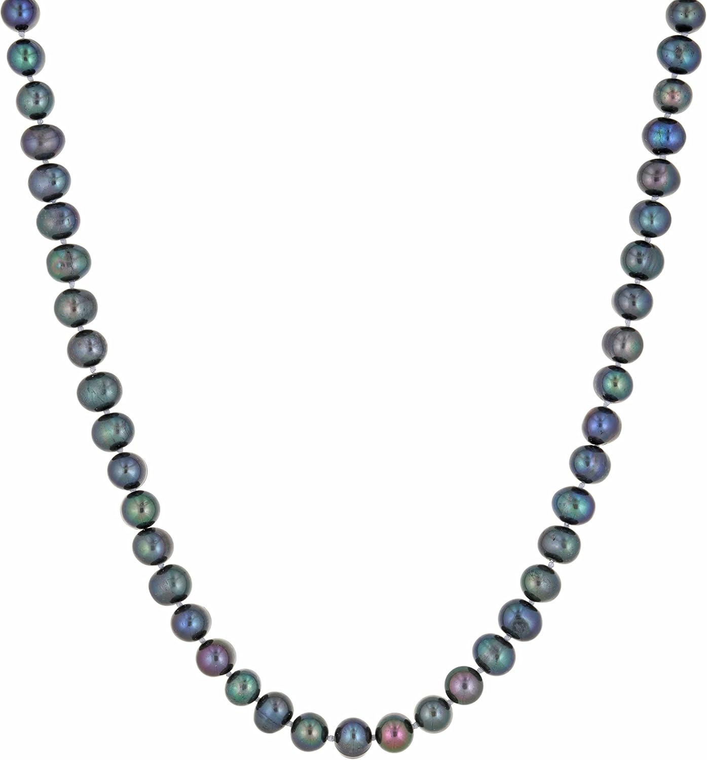 Lavari Jewelers Black Pearl Necklace in 925 Sterling Silver 36 Inches Long with Lobster Claw Clasps 6-7 mm Wide