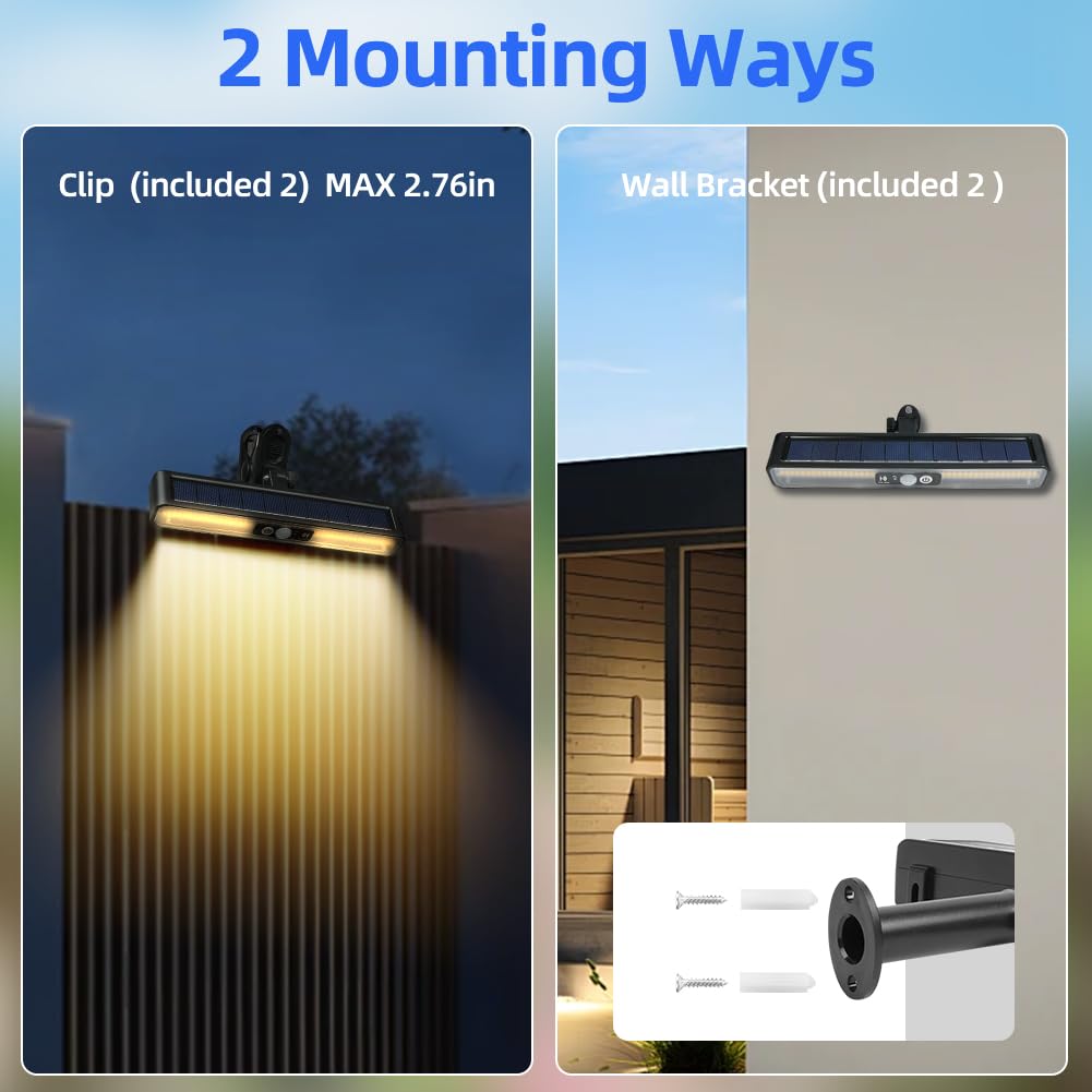 HOTUT 2 PCS Solar Lights Outdoor Motion Sensor, Clip on Solar Lights Outdoor, Led Security Lights IP65 Waterproof - Image 3