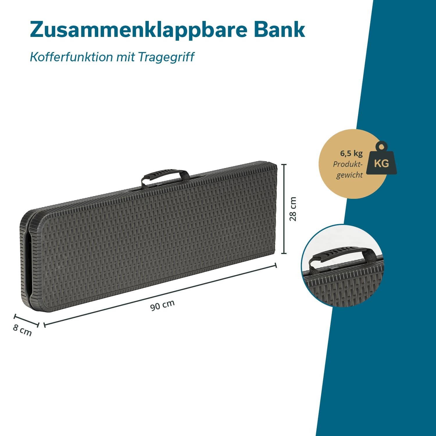 skandika MASI Mesa Plegable/Banco Plegable/Set de Mesa y Bancos | Banco hasta 300 kg, Mesa de jardín hasta 200 kg de Carga, Material Reciclado, Resistente a la Intemperie (2X Bancos Negro)