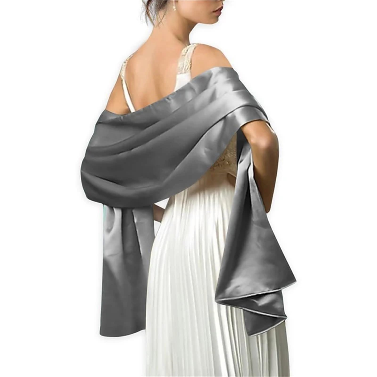 Chal de Boda Hermosa mujer chal abrigo 200 * 45 CM largo fiesta de boda blanco