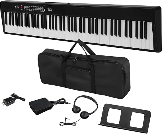 88 Key Folding Piano Keyboard, Semi-Weighted Digital Piano with Bluetooth MIDI, Electric Piano for Beginners, Carrying Case Included
