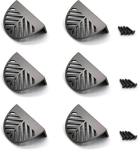 Manija de puerta de gabinete, manijas de borde de dedo, forma hueca con tornillos, aleación de zinc, gris, 2.36 pulgadas de longitud de 1.26