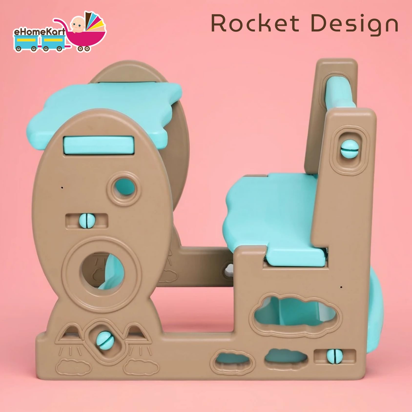 eHomeKart School Activity Study Desk for Kids-Playgro Rocket Dual Seater Plastic Study Table and Chair - Dimensions-L31.2 X B30.5 X H23.3 (Inches)-Perfect Study Table and Bench for Home and Schools 1