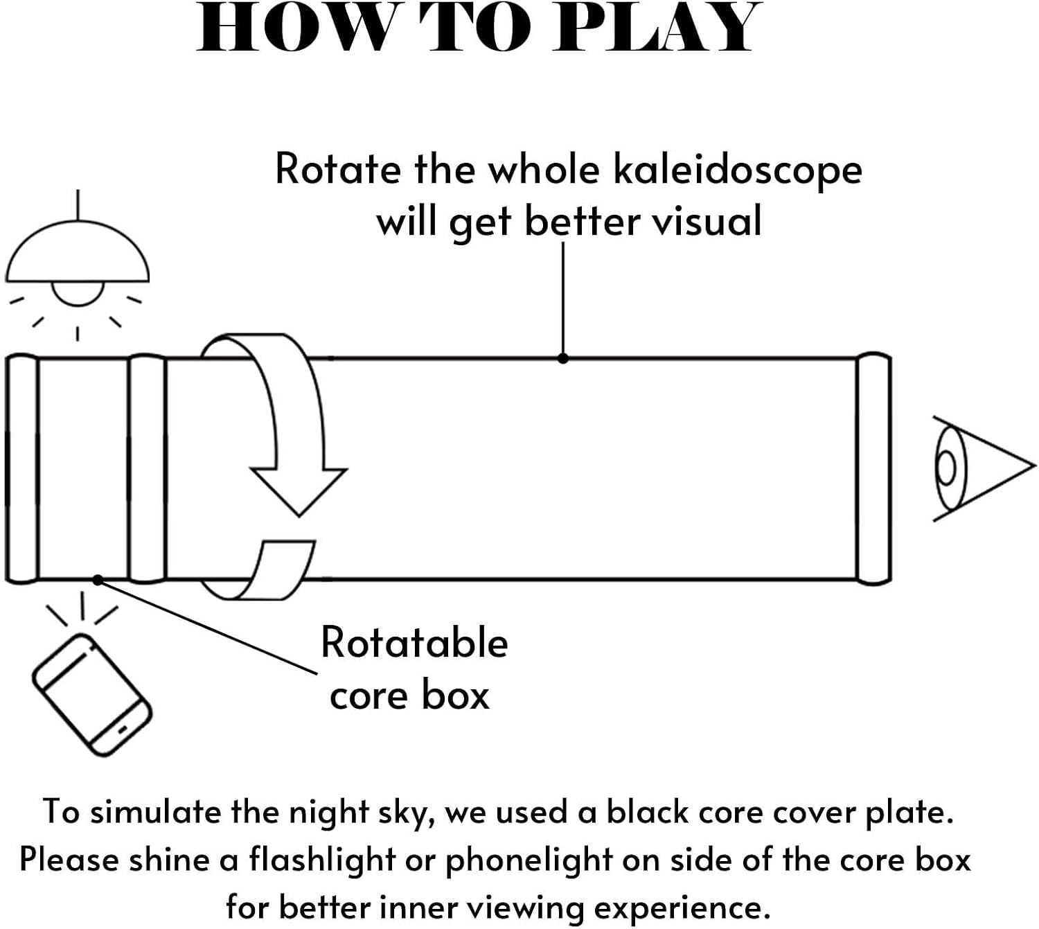 The Starry Night Rotatable Kaleidoscope,5.5" Handmade Full Visual Kaleidoscope For Adults,Natural Crystal Gems Stone Oil-Filled Core Box,Gift Box,Christmas New Year Valentine's Day Present Gift