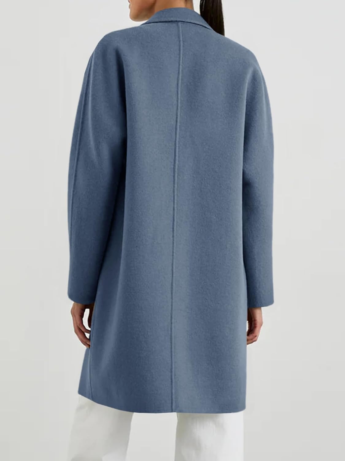 Tankaneo Womens Pea Coat Notched Lapel Single Breasted Long Jacket Winter Casual Trench Coat Outerwear - Image 5