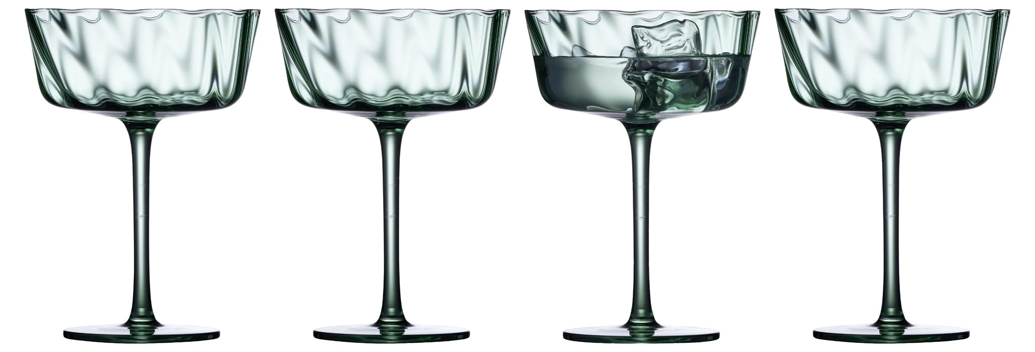 Lyngby Glas Vienna Champagner-Schale, Sektglas, Cocktailglas, 35 cl, 4 Stck., Grün