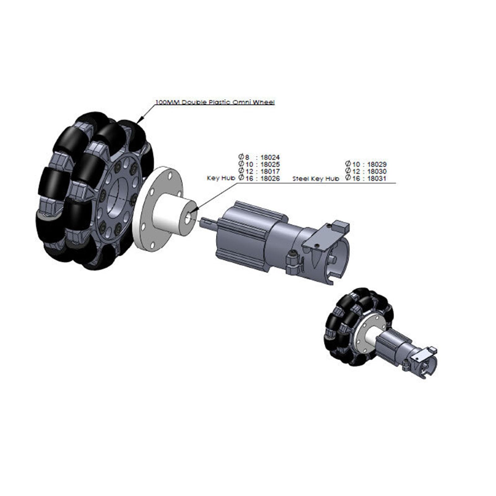 Fafeicy Koło Omnidirectional, Podwójne Koło Plastikowe 100 Mm (14049) | z podwójnymi metalowymi rolkami i gumową powłoką, ładowność 20 kg, mobilność 360 stopni dla zestawów robotycznych Robocon