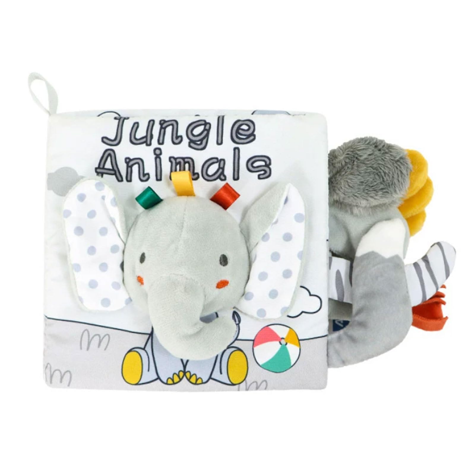 Ttnmrc Elephant Montessori Soft Cloth Book Set - Animal Tails Interactive Fabric Books, Baby Sensory Toys With Crinkle & Squeaker,