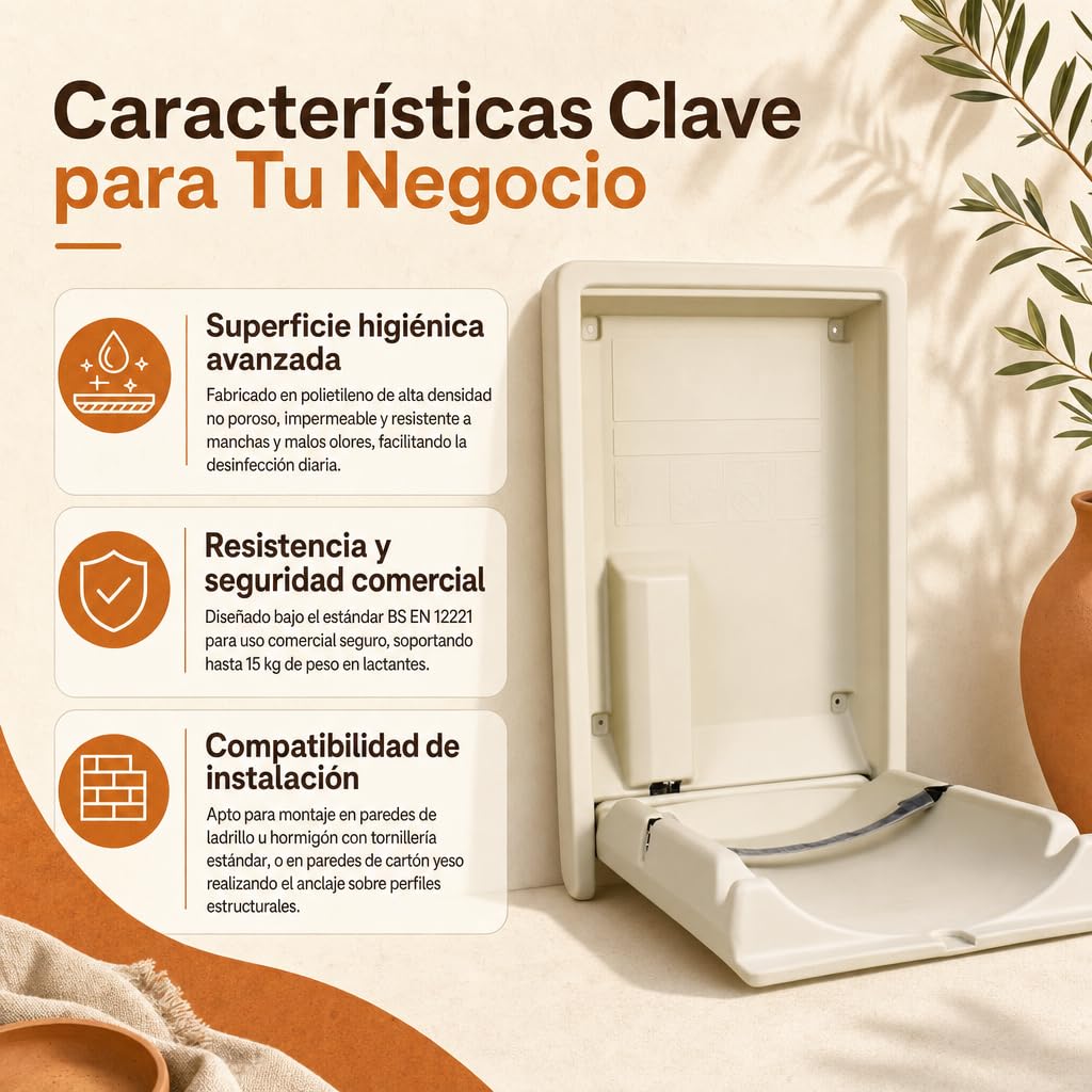 Cambiador de pañales de pared vertical plegable para baños públicos y comerciales