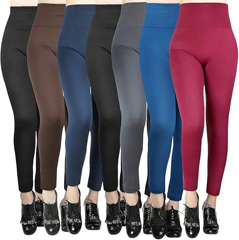 Moon Wood Leggings Mujer Paquete de 7 Piezas Forro Polar Invierno Mallas Mujer Termicas Cintura Alta Acolchados para Deporte y Gimnasio
