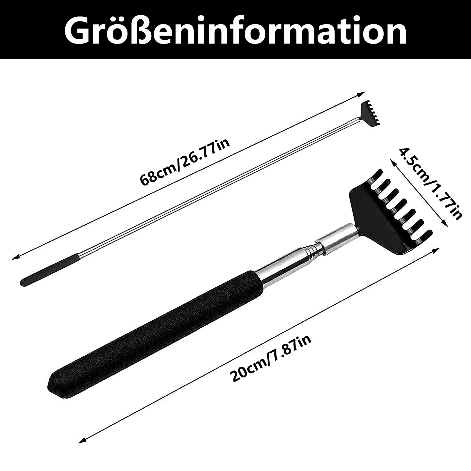 2 Stück Rückenkratzer Teleskop, Kratzhand Rückenkratzer, Rücken Kraulen, Rückenkratzer Testsieger, Kratzhand Gegen Juckreiz, Für Wohltuende Kratzgefühle, Kratzhand, Back Scratcher (Schwarz)