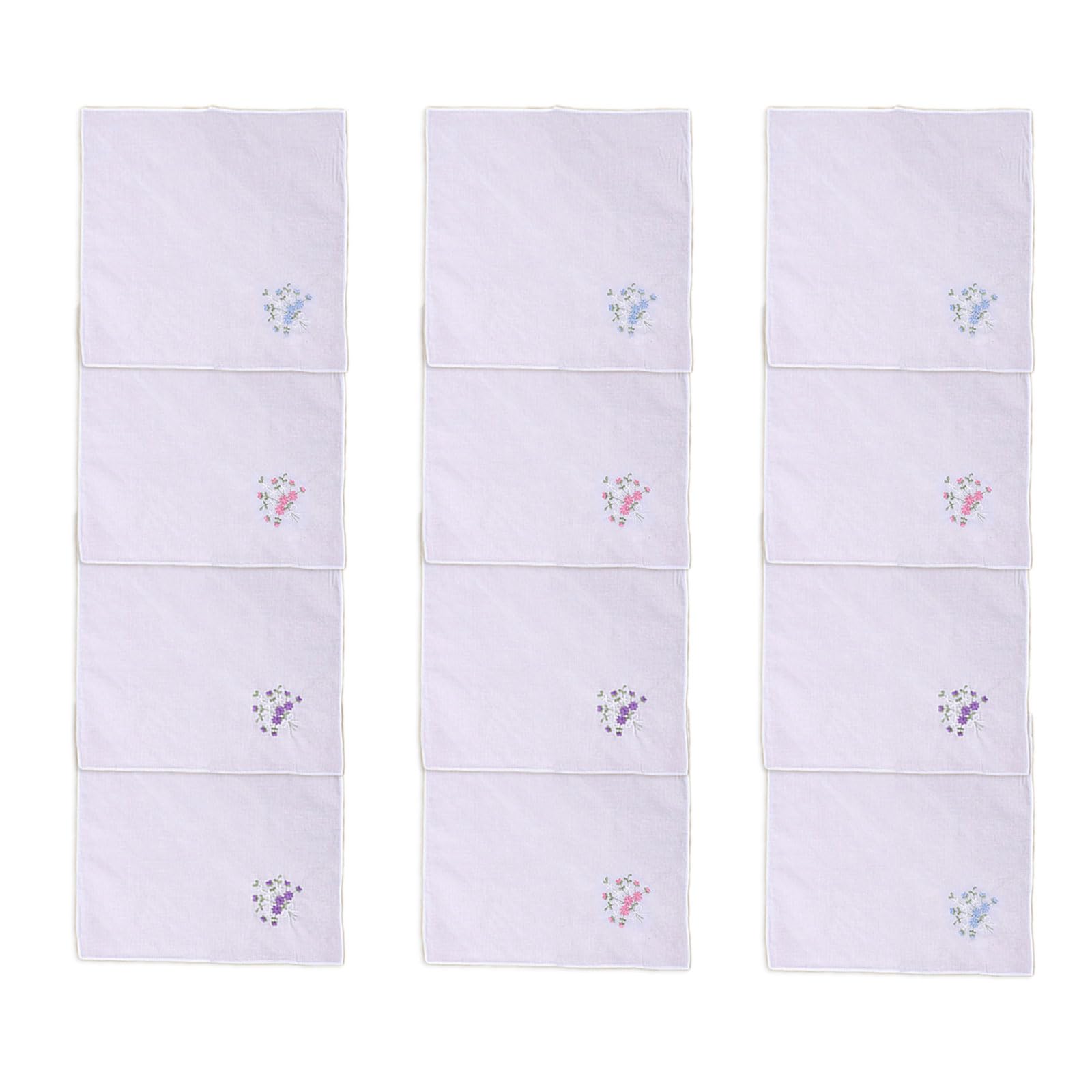 Fentency 12pcs Embroidered Handkerchiefs Pocket Squares Soft Comfortable Hankerchiefs for Daily Use
