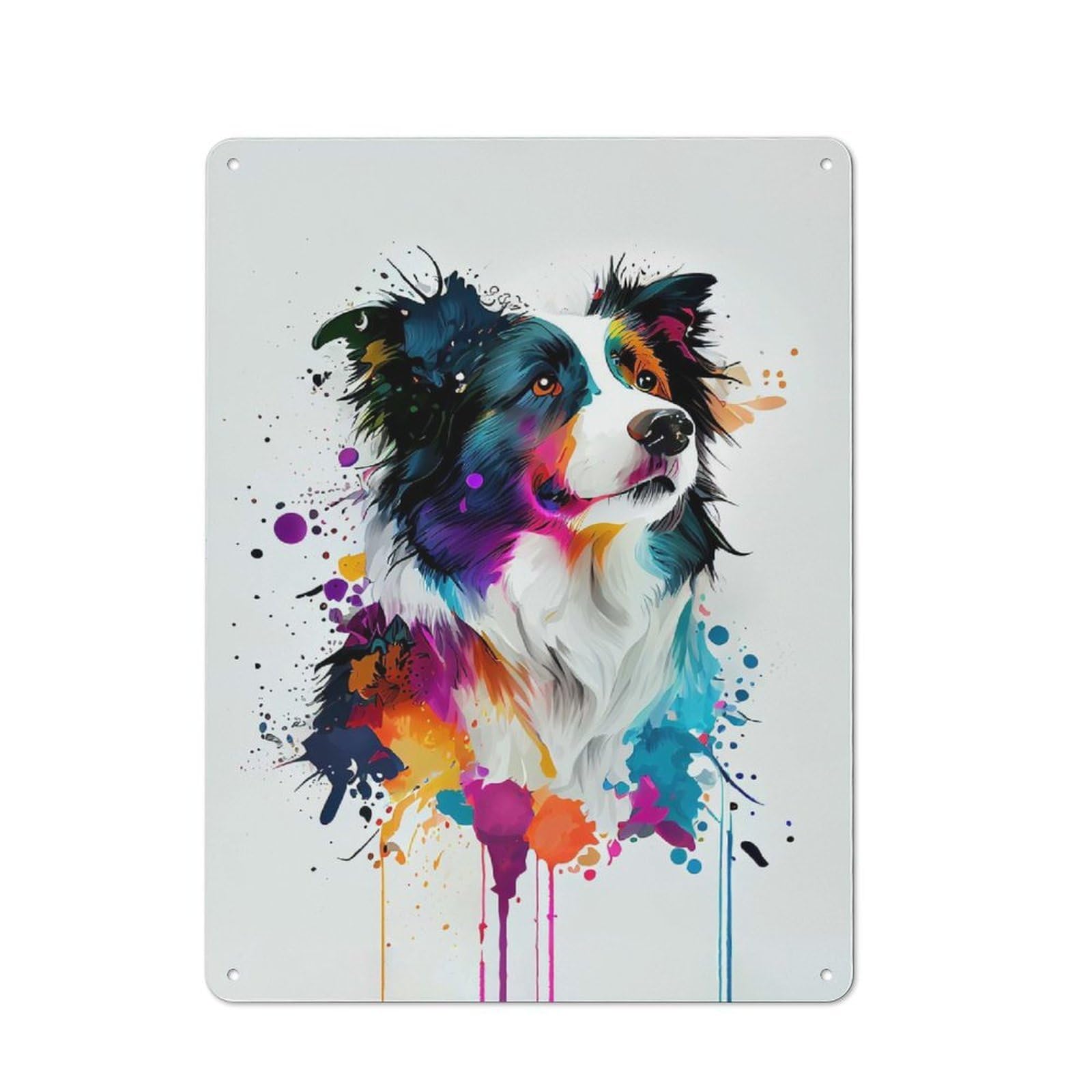 Junmoney Border Collie Rustic Metal Plaque 40X30cm For Dining Room Or Kitchen, A Housewarming Gift For Dining Room Decor Fans