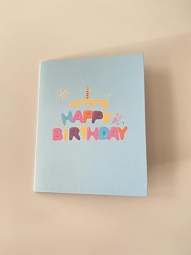 Miniatura 2 de Tarjeta de cumpleaños desplegable – Tarjetas emergentes 3D con diseño de pastel de cumpleaños, tarjetas de feliz cumpleaños con estrellas y fuegos