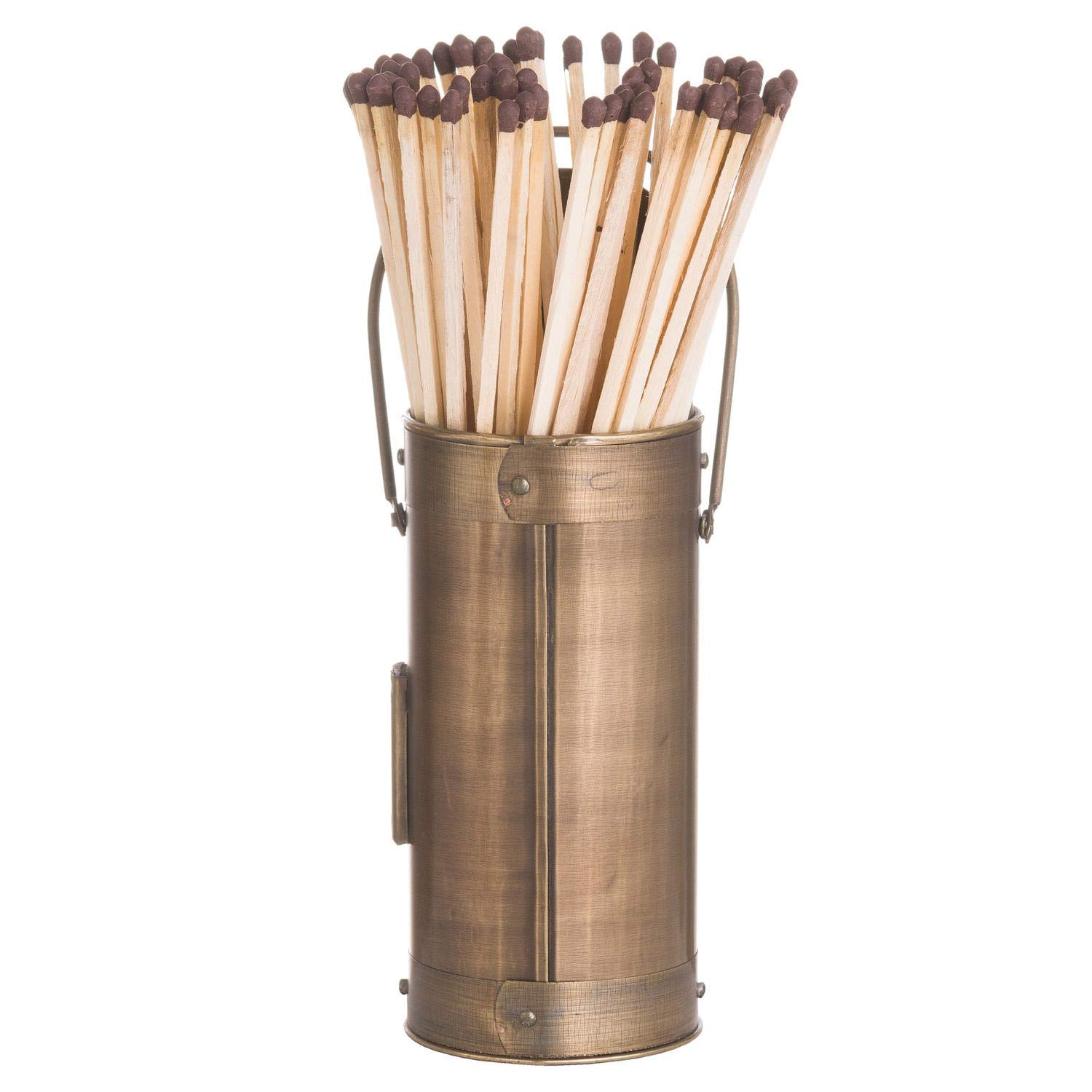 Hill 1975 Antique Bronze Matchstick Holder with 60 Matches, WOOD,STEEL, Mixed, 7 x 7 x 20cm - Image 2