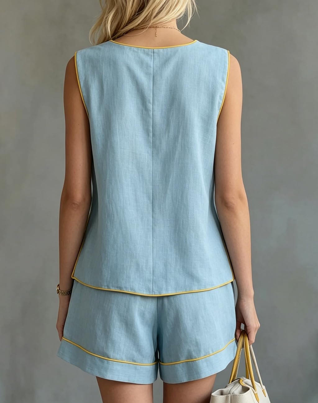 VOIKERDR Two Piece Sets for Women Going Out Sleeveless Square Neck Top and High Waist Shorts Set Lounge Sets for Women