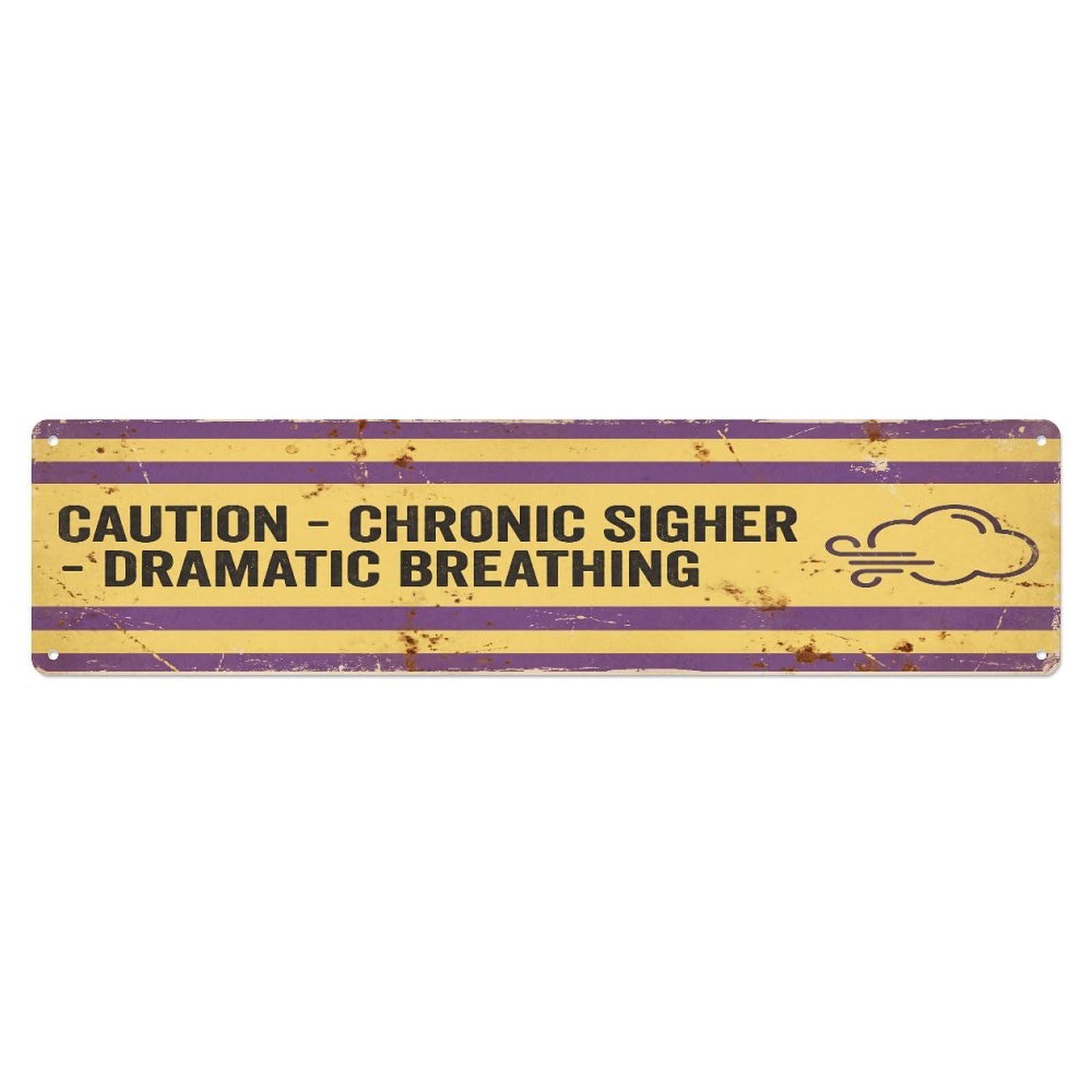 Fqcyn Style Metal Tin Sign Vintage Funny Caution Chronic Sigher Warning