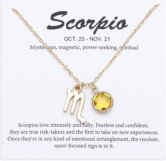 14k Gold Plated Zodiac Birthstone Crystal Pendant Necklace, Horoscope Sign Charm Necklace for Women Birthday Gift