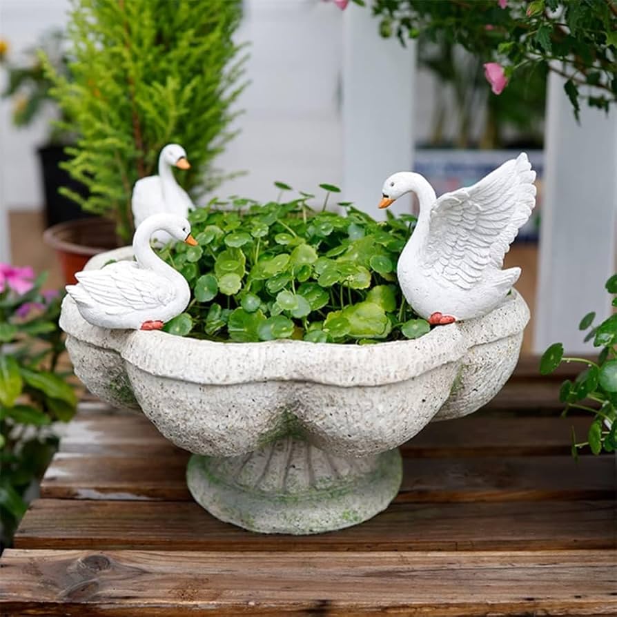 Amazon.co.jp: Fmtop-JP ガーデンオーナメント 白鳥 花 ポット 植木鉢