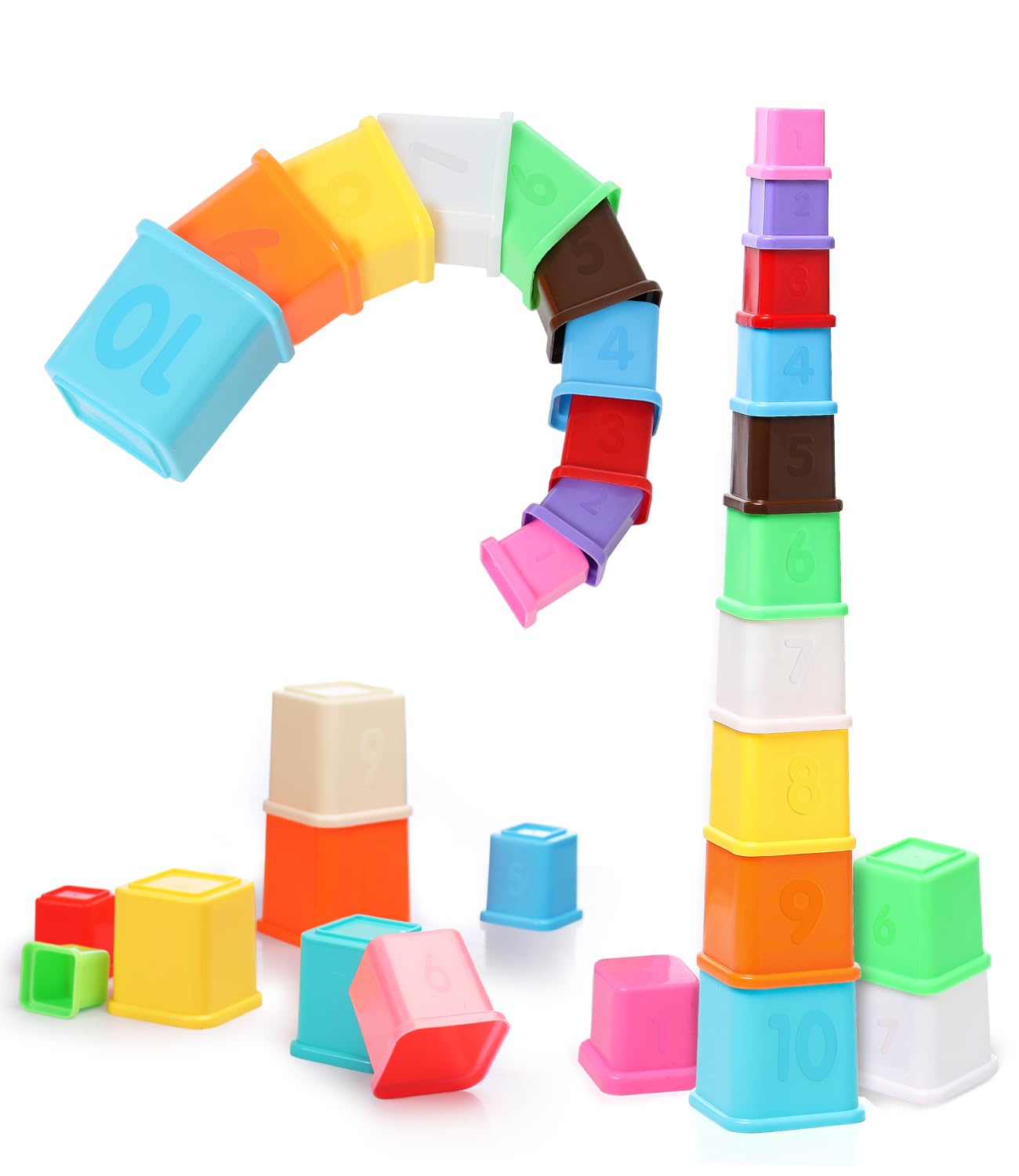 FIRSTCRY INTELLISKILLS Premium 10 Pcs Stackable Blocks&Sequencing Cubes Toy for Kids, Activity&Learning Toy for Baby,Toddlers,Preschoolers,Brain Development&Montessori Toys for 1+ Years, Birthday Gift
