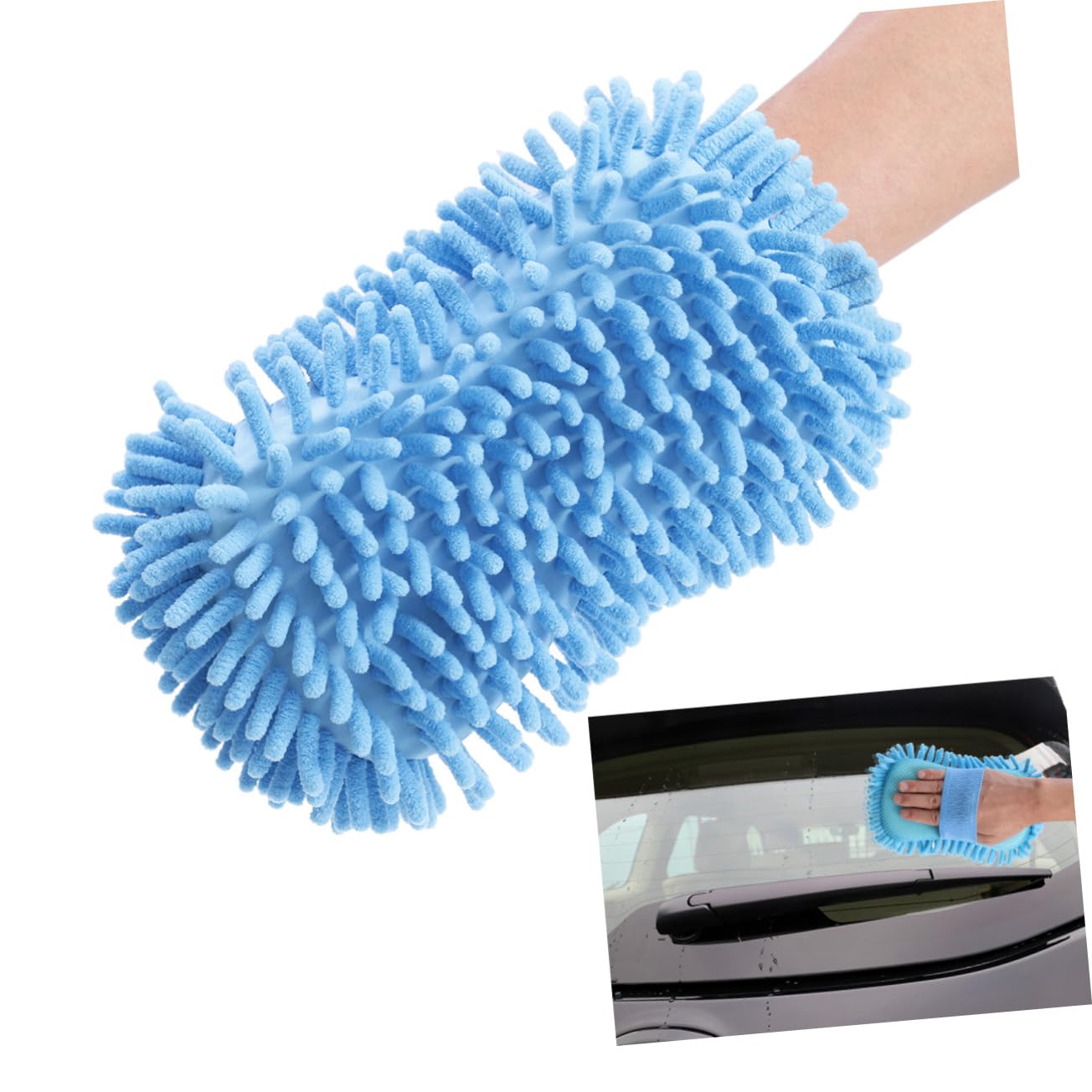 Mobestech 6piezas Guantes De Lavado De Microfibra Ultrafina para Limpieza De Coches Color Azul Esponja De Limpieza Multifuncional para Automóviles y Superficies Delicadas