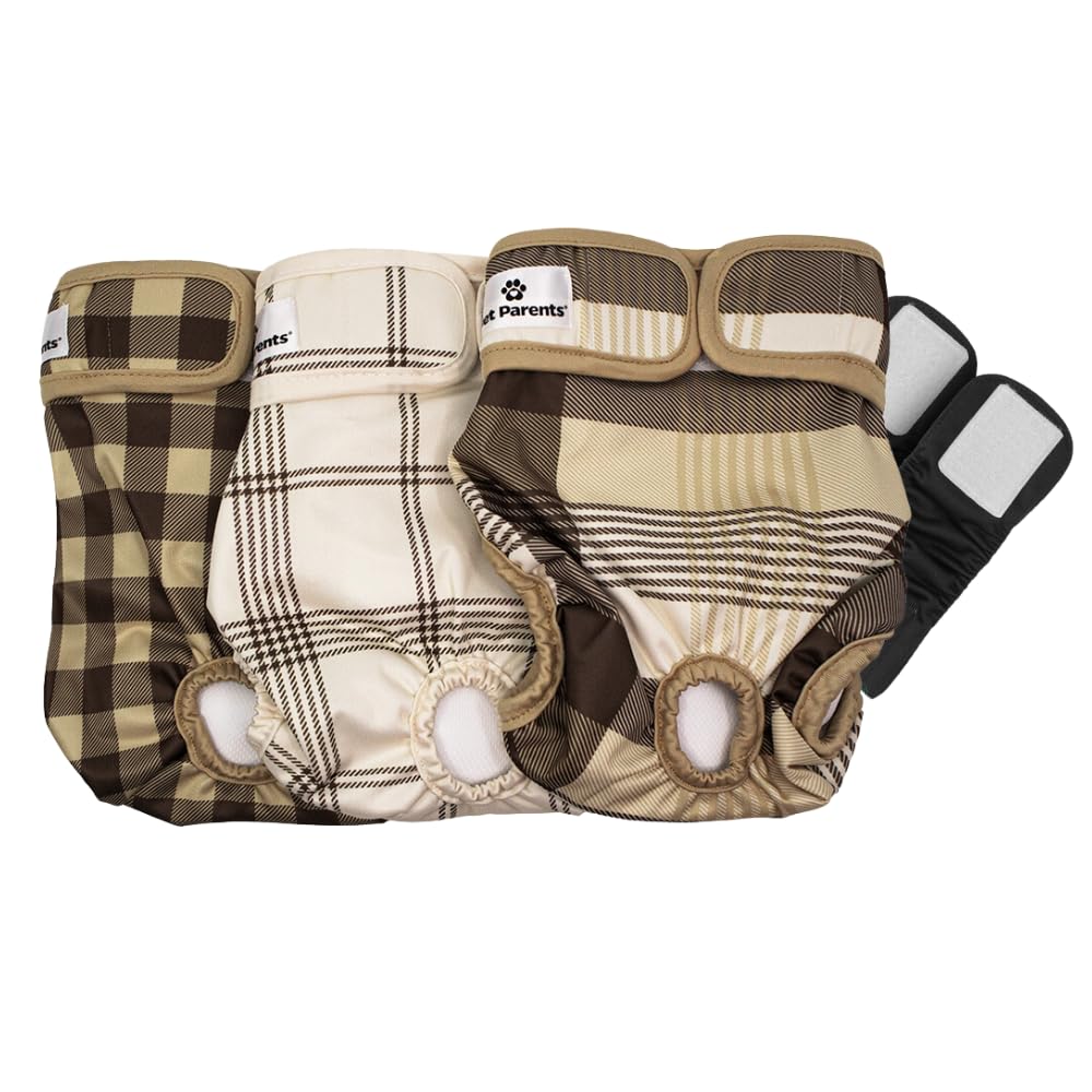 Pet Parents® Washable Dog Diapers (3pack) + Extendrs® of Durable Doggie Diapers, Premium Dog Diapers Female & Male (Medium, Oxford)