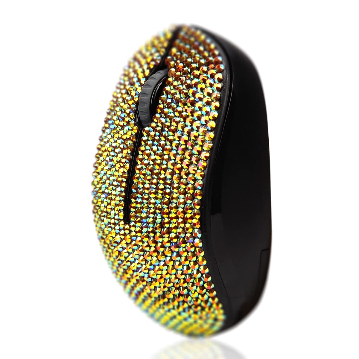 SA@ Luxury 6 Colors Bling Crystal Rhinestone 2.4G Wireless Mouse for Laptop, Notebook, PC, Computer, MacBook Gifts for The Office (Gold Colorful)