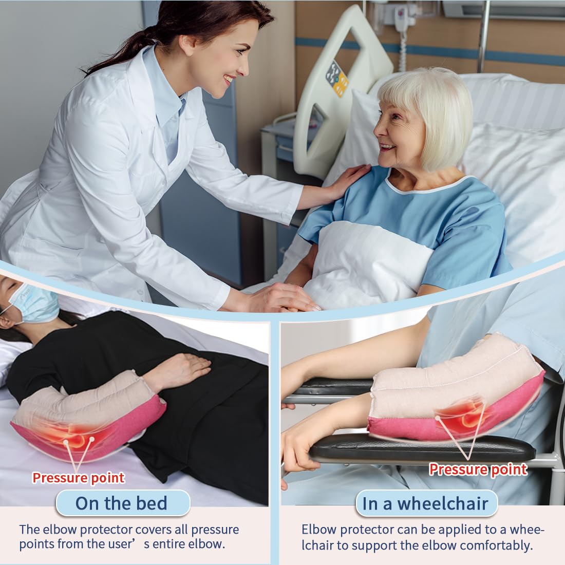 EZ Assistive Coderas protectoras de soporte de codo para ancianos y pacientes postrados en cama, protector de codo con espuma suave, 1 unidad