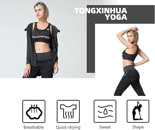 Miniatura 3 de Conjunto de 5 piezas de entrenamiento para mujer ropa deportiva de entrenamiento para hacer yoga baile fitness