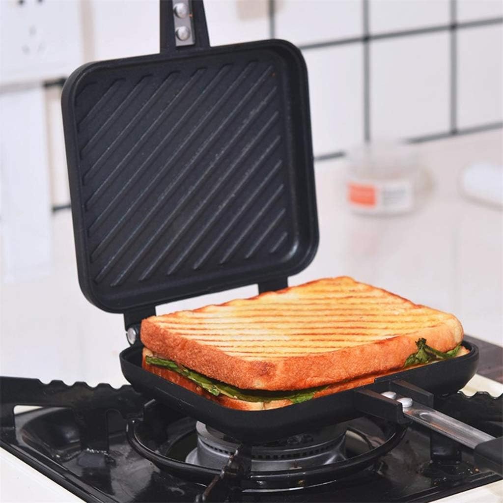 Double-Side Non-Stick Sandwich Maker Bread Toast Breakfast Machine Waffle Pancake Baking Barbecue Oven Grill Frying Pan(E)