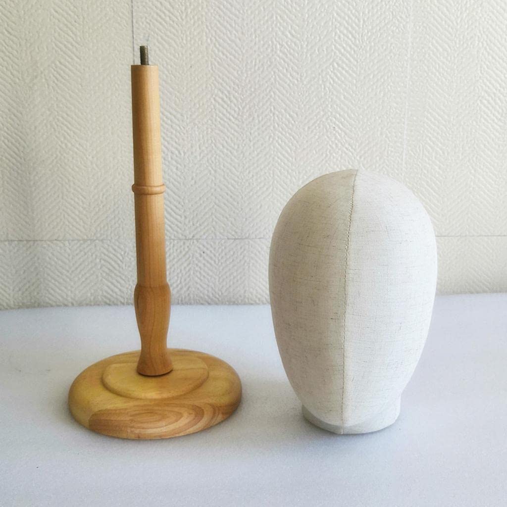Generic Testa Manichino con Supporto Modello Testa Parrucca Porta Gioielli Porta Cappelli Espositore Occhiali in Tela Su Base Legno Adatto per Esposizione Neg, Legno alto