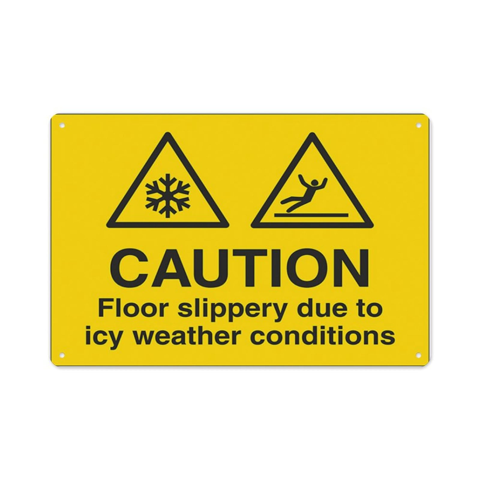peiyeety Caution Floor Slippery Due To Icy Weather Conditions Aluminum Tin Warning Signs For Home Outdoor Garden 8X12 Inches