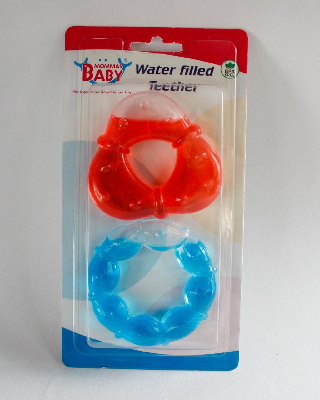Mommas Baby Multi-Textured Water Filled Teethers, BPA Free, 100% Food Grade Silicone Teether for Babies to Soothe Thier Gums, Easy to Grasp & Chew, Teething Toy (M, 2, Count)-image-0