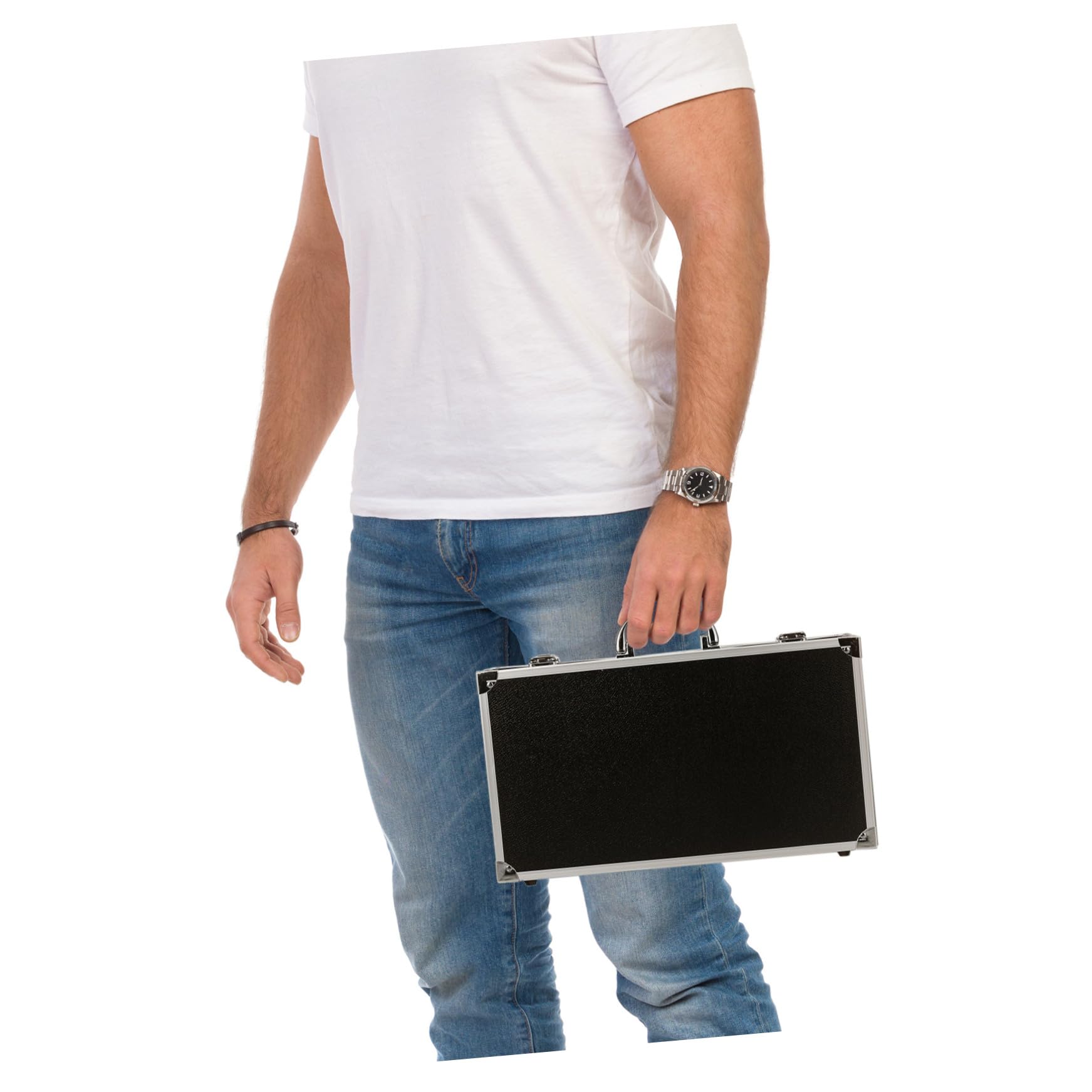Coffret à Outils en Aluminium Noir, Grosse Capacité, Portable et Sûr
