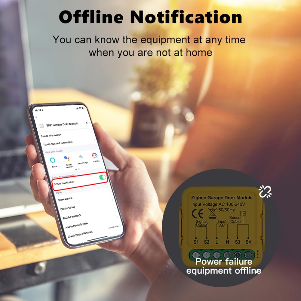 Jemora Tuya ZigBee Ouvre-porte Intelligent Module de contrôleur de porte de garage Télécommande de téléphone portable Tuya APP Contrôle compatible avec et Home pour la commande vocale