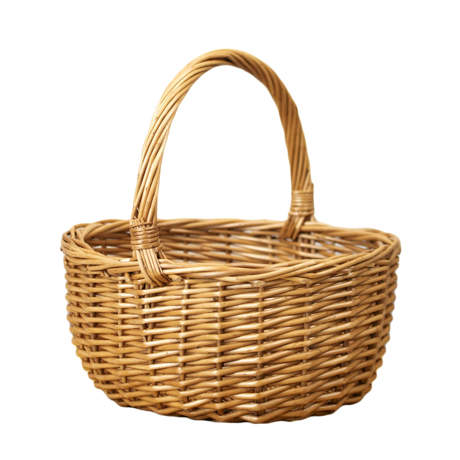 Double Steamed Willow Shopping Basket Oval Wicker Handle Storage Carry Shopper