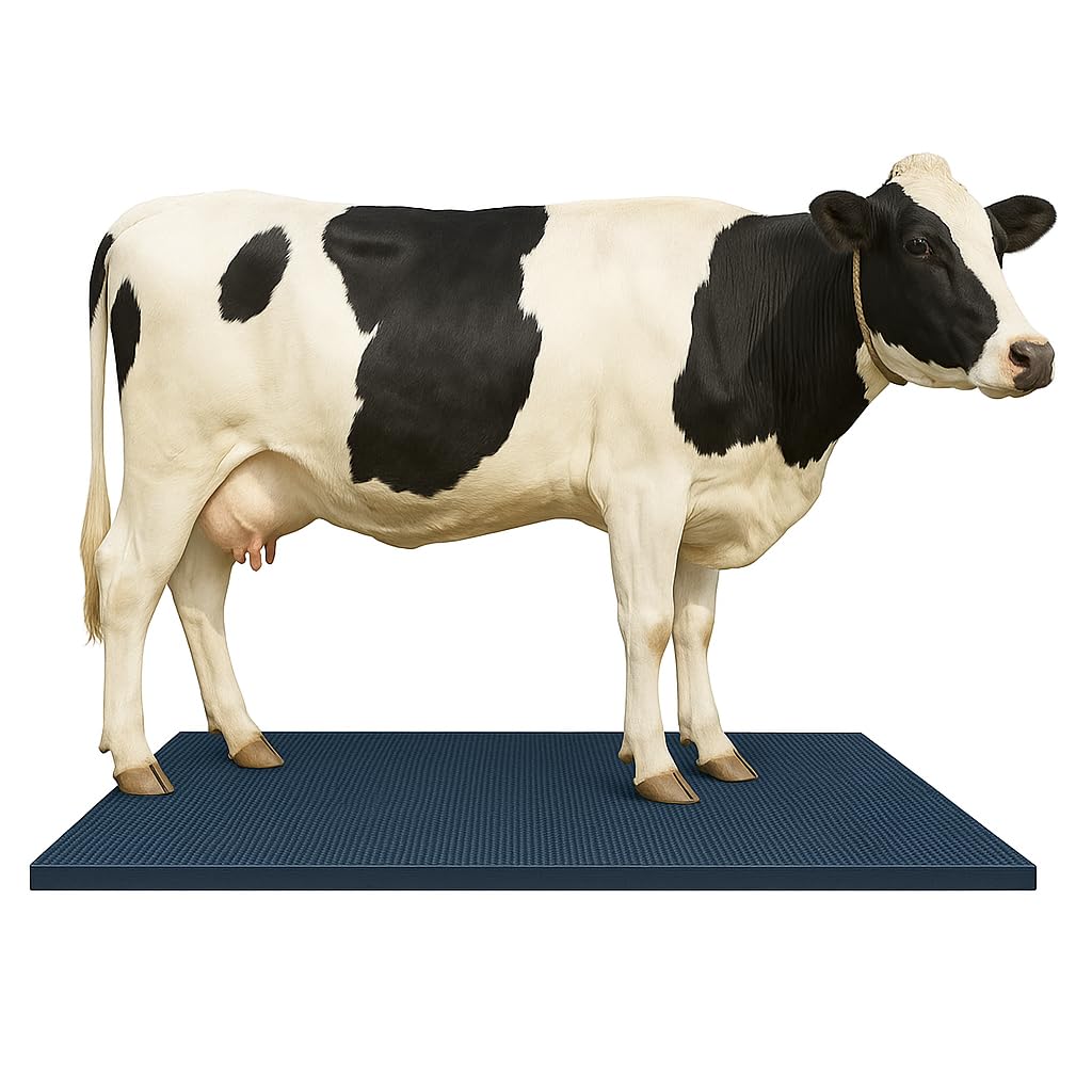 M.R.F Cow mat Waterproof Cow Mat – BPA-Free Raised Edges Animal Feeding Mat for Cow, Buffalo, Horse, Camel, and Bull – Easy to Clean, Dishwasher Safe(8x5 Feet 30mm) Thickness
