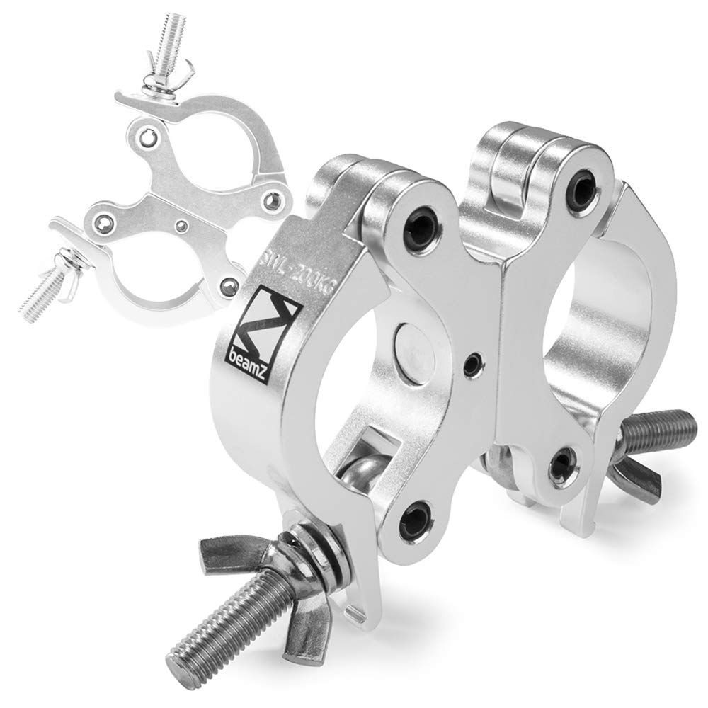 Beamz Bc50-200D Swivel Coupler Truss Clamp Bundle - Slimline Aluminium Lighting Rig Fixture, 48-51Mm Diameter, 200Kg Load Capacity, Dj Stage Goalpost Mounting (Set Of 2)