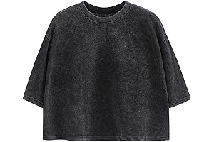 Cropped Vintage Acid Wash T Shirt for Women