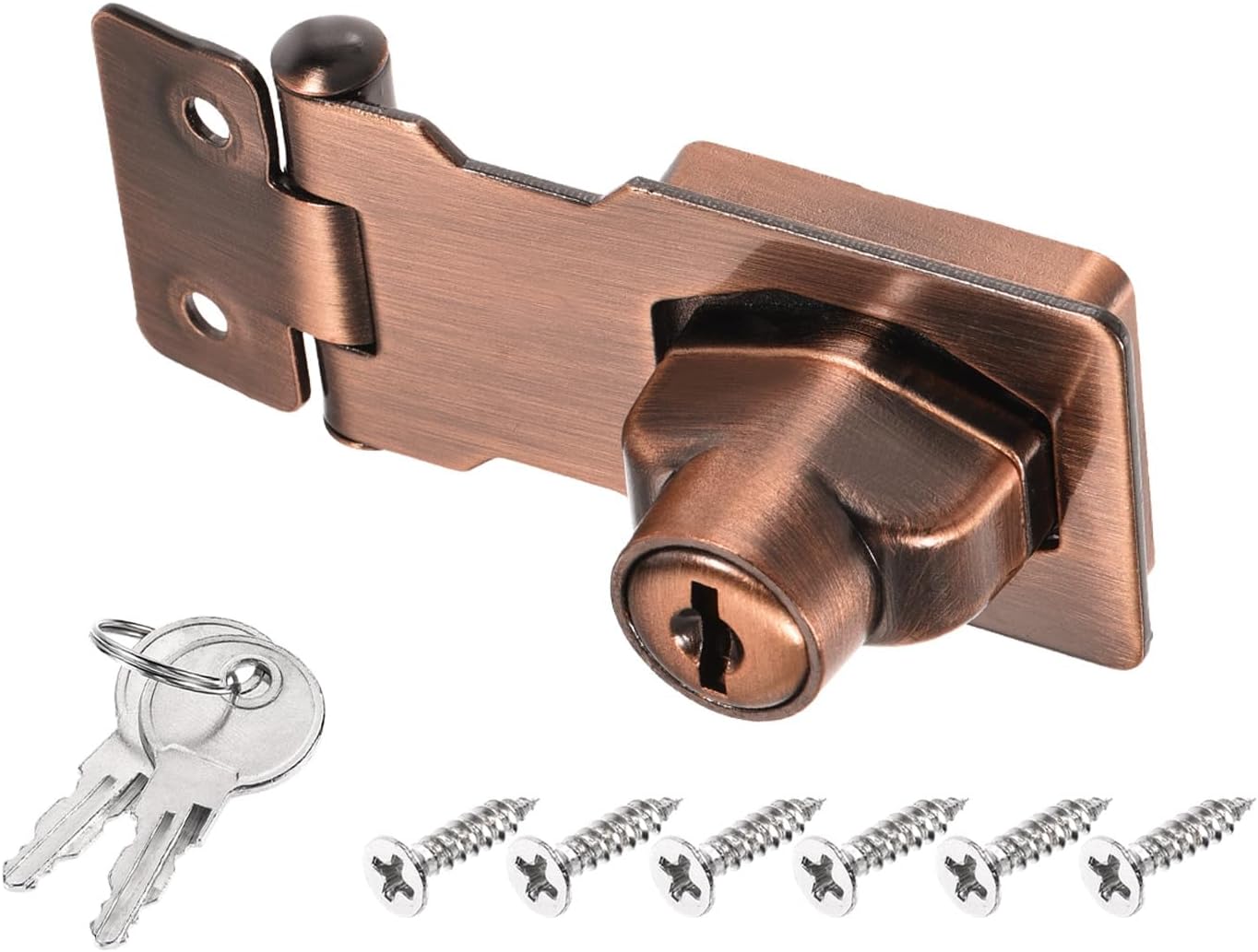 PATIKIL Keyed Hasp Locks, 4 Inch Twist Knob Locking Hasp Zinc Alloy Safety Hasp Latches with Keys Keyed Different for Cabinet Small Door, Bronze