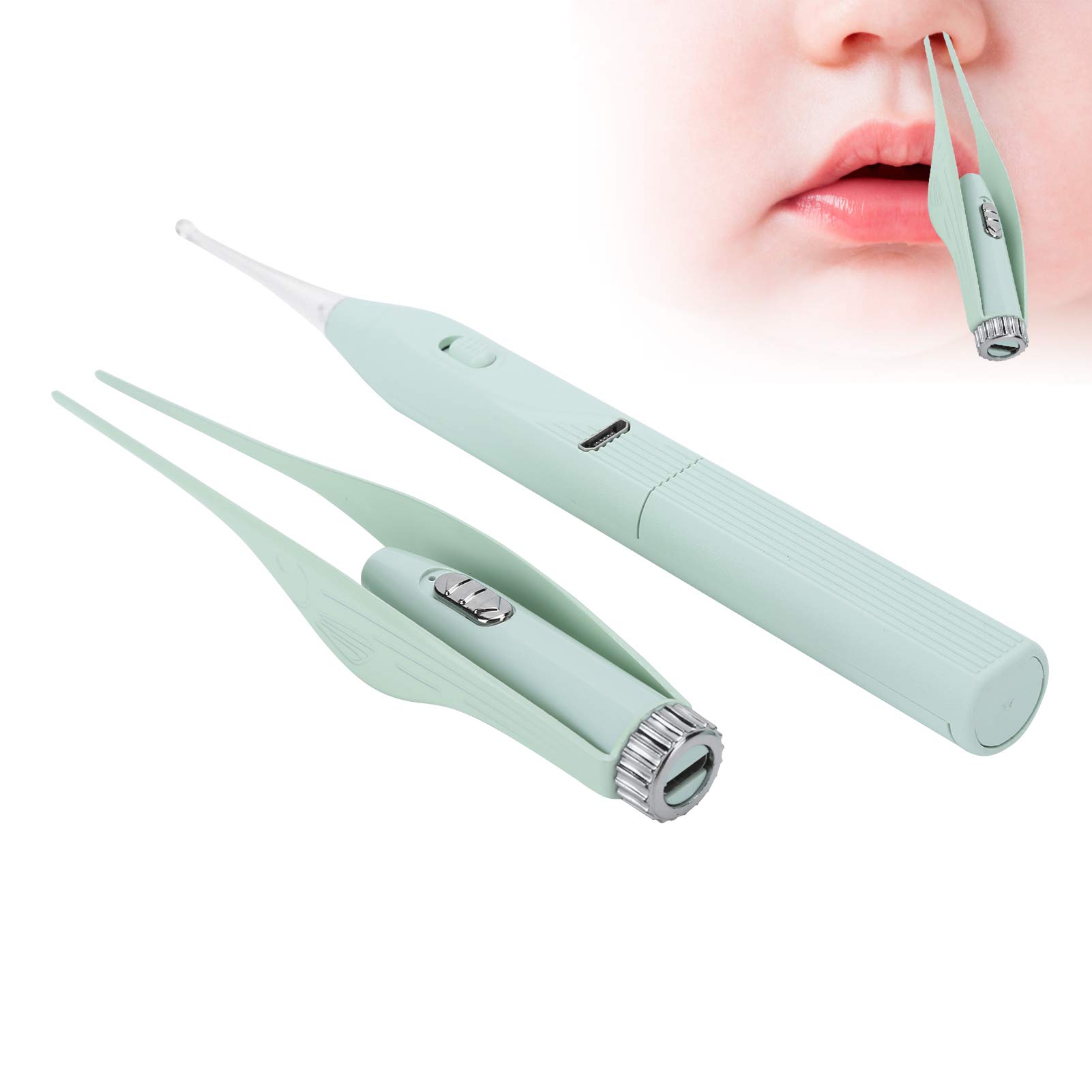 Ear Curette Earpick Kit con torcia elettrica, pinzette luminose a LED per eliminare il cerume per la rimozione del cerume per bambini, adulti e anziani con scatola di immagazzinaggio