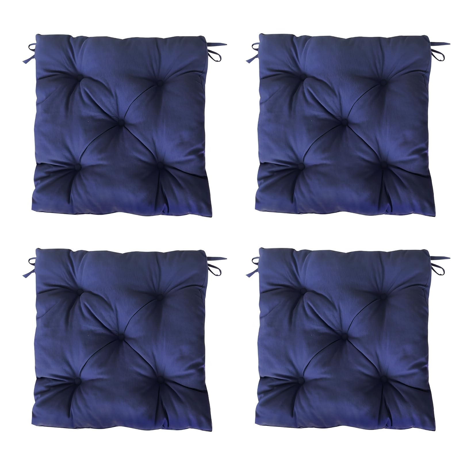 MORE FREE-Pack 4 Cojines para Silla，Cojin de Asiento Decorativo Funda de Poliéster y Relleno de Fibra Hueca 45x45x5cm,Ideal para Comedor, Terraza, Salón y Restaurante (Azul, Pack 4)