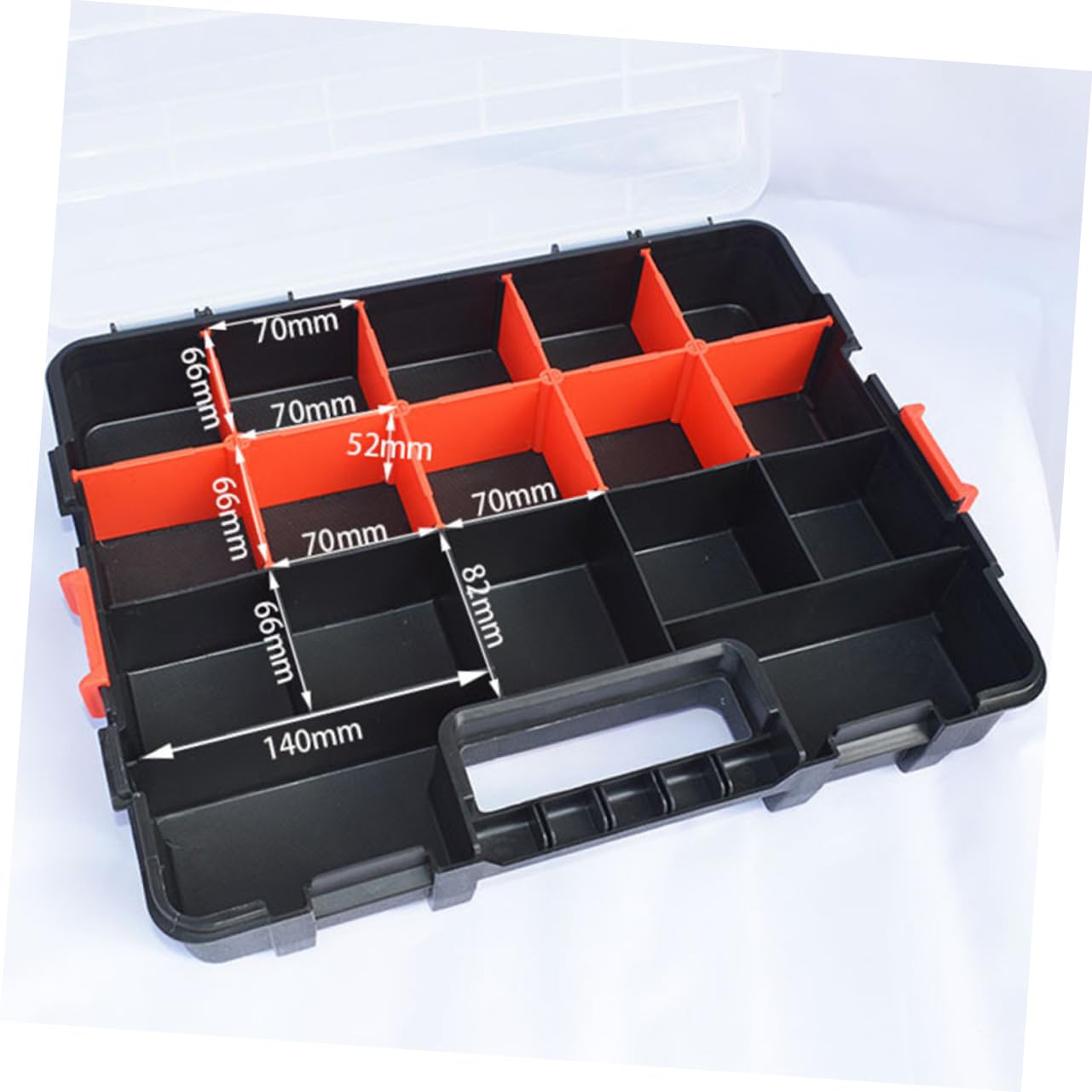 jojofuny Organizador Portátil Tapa de Plástico PP Divisores Removibles Caja de Almacenamiento de Tornillos y Asa Ergonómica para Componentes Electrónicos