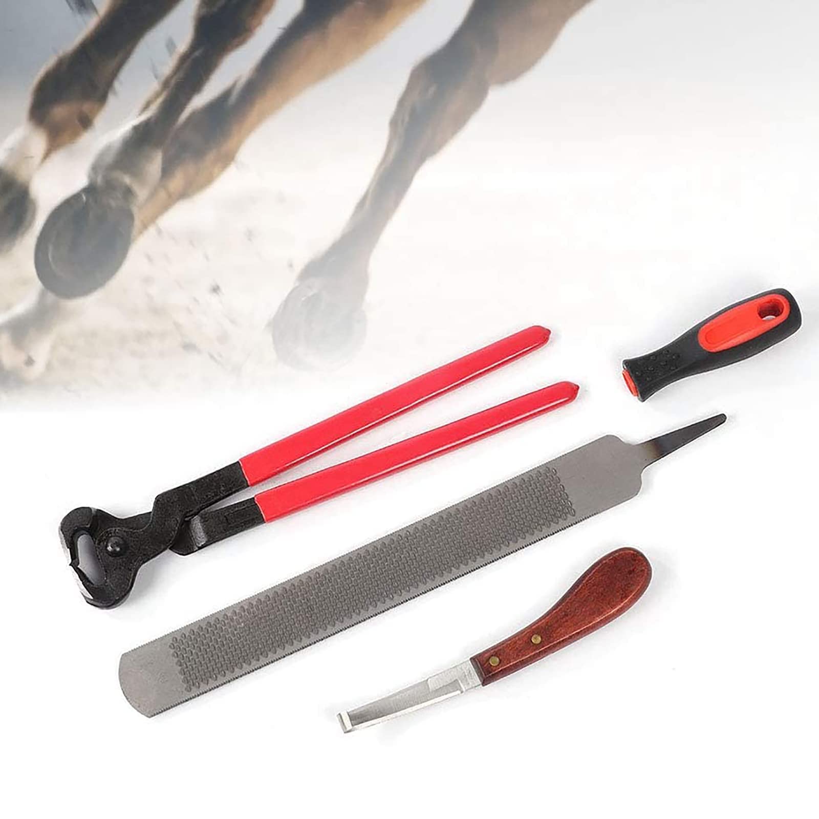 Kit de pinzas para pezuña de caballo, herramienta de corte de pezuña de cabra, herramientas de cuchillo de mango, tijeras de herradura para manicura de uñas de caballo, herraduras limpias